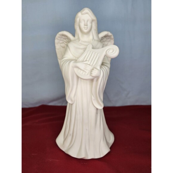 Angels Candle Holders Set of 3 PARTYLITE White w/Harp & Lute 1980s Mantel Decor - Picture 7 of 15